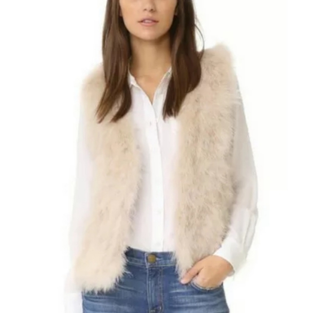 Club Monaco Marabou Genuine Feather Vest